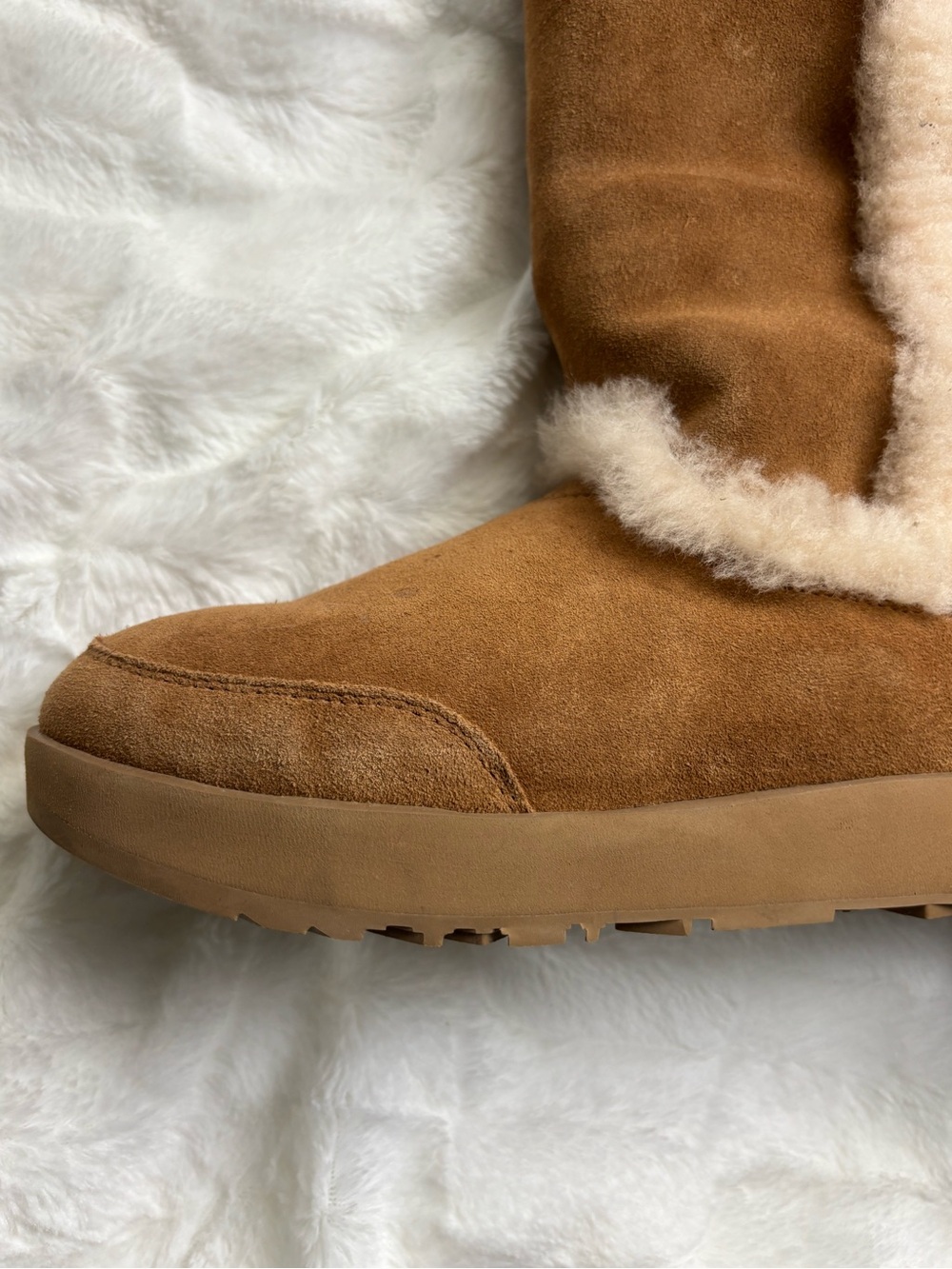 UGG Sundance II Chestnut Suede Tall Shearling-Trim Winter Boots Size 9 - Picture 6 of 15